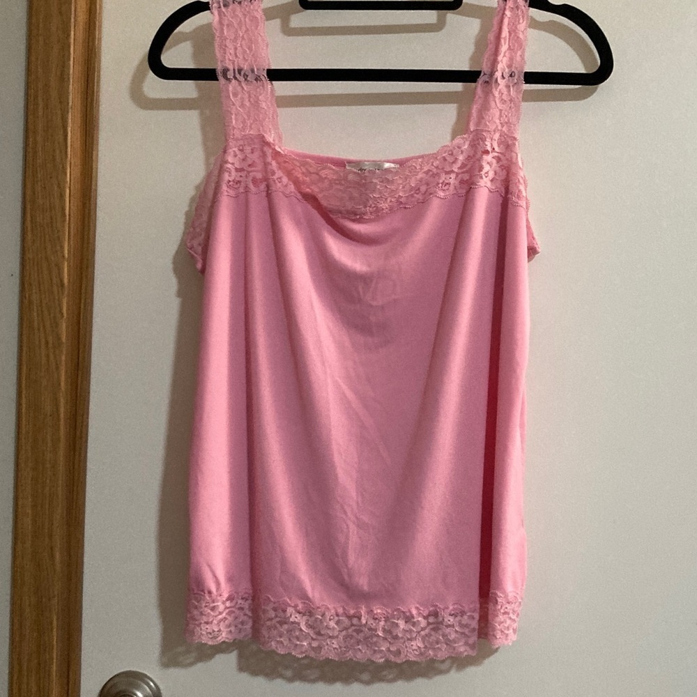Dress Barn Pink Lace-Trim Camisole